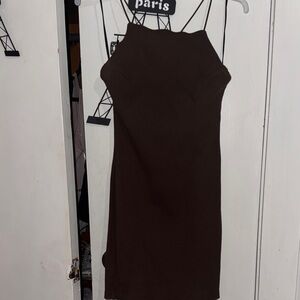 Elegant Brown Sleeveless Dress